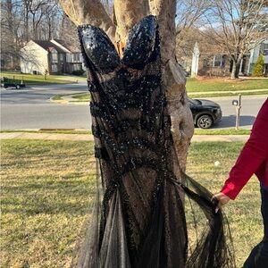 Elegant Black Sequin Evening Gown